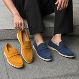 AIDASE  -  Spring Fashion Men's Frosted Leather Comfortable Anti Slip Bean Shoes New Summer Men Pointed Breathable Casual Business Loafers aidase-shop