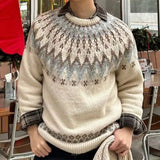 AIDASE  -  New Casual Mens Knitting Sweater Autumn Winter Daily Leisure Mens Knitted Jumper Tops Men Vintage Geometric Jacquard Sweaters aidase-shop