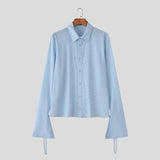 AIDASE  -  Men Shirt See Through Mesh Lapel Flare Long Sleeve Men Clothing Sexy Fashion Casual Party Casual Camisetas S-3XL aidase-shop