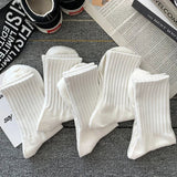 AIDASE  -  5pairs Unisex Pure Cotton Socks Black White Solid Designer Soft Breathable Outdoor Sport Sock Ankle Business Socks Men Women aidase-shop