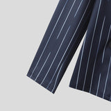AIDASE  -  Men Blazer Striped Patchwork Lapel Long Sleeve One Button Casual Male Suit Streetwear 2025 Fashion Thin Coats Blazer Men aidase-shop