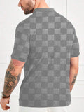 AIDASE  -  [Checkerboard] Texture design sense short-sleeved T-shirt men 2024 summer new fashion brand lapel POLO shirt aidase-shop