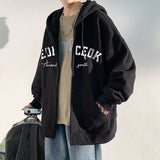 AIDASE  -  American Streetwear Letter Printed Zip Up Hoodies Men's New Hip Hop Long Sleeve Hoody Sweatshirts Oversized Y2K Tracksuit aidase-shop