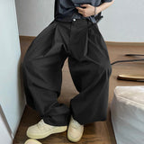 AIDASE  -  Men Pants Solid Button Pleated Baggy Casual Trousers Men Streetwear Oversize Joggers Fashion Male Lantern Pants aidase-shop