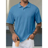 AIDASE  -  Retro Loose Texture Knitted Polo Shirt Men's Summer Retro Lapel T-shirt Breathable Old Money Short Sleeves aidase-shop