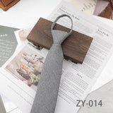 AIDASE  -  8cm British Style Casual Brown Khaki Plaid Clip Ties For Men Adult Polyester Wool Solid Gray Necktie Business Free Knot Lazy Tie aidase-shop