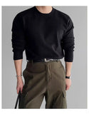 AIDASE  -  Korean Style Elegant Gentleman Crew Neck Sweater Autumn Winter All-Match Slim Knitted Pullover, Business Soft Warm Knit Base Top aidase-shop