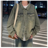 AIDASE  -  Korean Style Casual Men's Denim Jacket Turndown Collar Button Long Sleeve Spring Fall Casual Coat Couple College aidase-shop