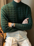 AIDASE  -  Mr. NR Briti Sle  Color f High Collar Knitted Long Sve Wave Pattern Elastic Base irt Sweater for Men Casual aidase-shop