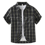 AIDASE  -  100% Cotton Good Quality Classic Plaided Shirt Men's Summer Fashion Short Sleeve Soft Cozy Blouse Teens Vintage Daily Tops aidase-shop