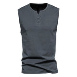 AIDASE  -  Men's Wide Shoulder Vest for Foreign Trade, Henry Collar Sleeveless T-shirt, Cotton Shirt, Camisole, Casual T-shirt for Men aidase-shop