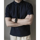 AIDASE  -  Men's Solid Color Short Sleeve Polo Shirt Casual Business Basic Top aidase-shop
