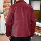 Aidase Fall Men Contrast Color Stitching Faux Leather Jackets Clothing Casual Social Faux Leather Jacket  Winter Coat Men Zipper Jacket aidase-shop