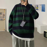 Aidase Striped Knitted Sweater Men Women Vintage Tate Langdon Loose Sweaters Harajuku Green Warm Autumn Jumper Pullover Unisex Casual aidase-shop