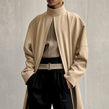 Aidase 2024 Men Cloak Coats Turtleneck Long Sleeve Streetwear Casual Trench Loose Solid Color Open Stitch Fashion Male Ponchos aidase-shop