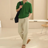 AIDASE  -  Summer New Men Tide Chic Korean Style Original Design Casual Turn-down Collar Zipper Decoration Short Sleeve T-shirt