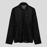 AIDASE  -  Men Shirt Hollow Out See Through Solid Color Lapel Long Sleeve Men Clothing Streetwear Loose 2025 Fashion Casual Tops aidase-shop