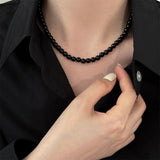 AIDASE  -  French Vintage Black Pearl Necklace For Women Simple Acrylic Beads Choker Fashion Jewelry Accessories Dropshipping Gift aidase-shop