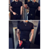 AIDASE  -  Men's Slim Fit Cotton Fitness T-Shirt Short Sleeve Polo Neck Embroidery Workout Tee aidase-shop