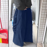 AIDASE  -  Men Pants Solid Color Elastic Waist Joggers Casual Ruffle Trousers Men Streetwear Loose Fashion Male Wide Leg Pants aidase-shop
