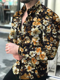 AIDASE  -  Men's Fashionable All-Match Long-Sleeved Shirt Printed Casual Flower Shirt aidase-shop