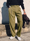 AIDASE  -  Streetwear Fashion Mens Suit Pants Spring Summer Casual Loose Straight Trousers Men Vintage Solid Belt-up High Waist Pants aidase-shop
