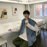 Aidase Spring New Arrival Denim Vests Men Loose Casual Sleeveless Jacket Boys Cotton Oversized Blue Jacket Vest Male Coat Streetwear aidase-shop