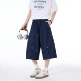 AIDASE  -  Summer New Trendy American Casual Men's Jeans 2025 Solid Color Korea Fashion Elastic Waist Male Trousers