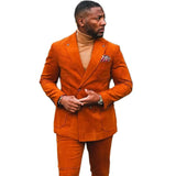 AIDASE  -  Wedding Men Suits Tuxedos Groom Wear Orange Peaked Lapel Formal Suit Custom Size High Quality 2 Pieces Jacket+Pant aidase-shop