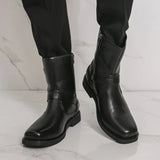 AIDASE  -  Winter Men High-top Chelsea Boots Black American Casual Side Zipper Fashion Buckle High-quality Boots Outdoor Training Boots Men aidase-shop