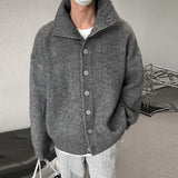 Aidase Winter Clothing Men's Luxury Knitted Jacquard Turtleneck Cardigan Sweatercoat Long Sleeve Casual Buttons Solid Color Coat aidase-shop