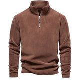 AIDASE  -  Men's Autumn Winter Stand Collar Half Zip Long Sleeve Hoodie Trendy Versatile Men's Fleece Top aidase-shop