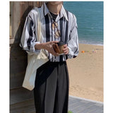 AIDASE  -  New Spring and Autumn Fashion Trend Men's Polo Neck Stripe Contrast Color Long Sleeve Handsome Versatile Casual Loose Shirt aidase-shop