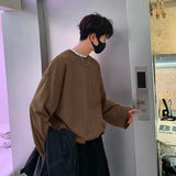 Oversized Men's T-shirts Long Sleeve Quality Cotton Fashion Korean Clothing Tops Solid Color Harajuku Male Tees aidase-shop