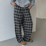 AIDASE  -  Men Plaid Pants Elastic Waist Joggers Loose Casual Trousers Men Streetwear 2025 Korean Style Fashion Male Wide Leg Pants aidase-shop