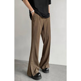 AIDASE  -  Brown Black Suit Pants Men Fashion Social Mens Dress Pants Korean Casual Loose Flared Pants Mens Office Formal Trousers M-2XL aidase-shop