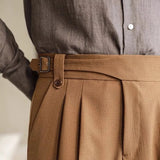 AIDASE  -  Summer Thin Naples Shorts Men British Style Paris Waist Buckle Button Straight  Knee Length Pants Vintage Business Casual Shorts aidase-shop