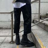 Aidase Mens Dark Style Casual Wide Leg Cropped Pants 2024 New Genderless Fashion Versatile Thin Retro Solid Color Suit Pants Unisex aidase-shop