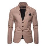 AIDASE  -  Men's Blazer Multi Button Decoration Casual Stand Collar Male Blazer Fashion Slim Solid Color Suit Jacket Dress Stage Party Tops