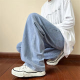 Jeans Men's Trendy Brand Loose Straight Leg Denim Pants Hip Hop Solid Color Casual Trousers Harajuku Male Bottoms aidase-shop