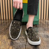 AIDASE  -  Men Casual Fashion Board Shoes Black Gold Men Lightweight Comfortable Brand Loafers British Business Office Travel Shoes 38-45 aidase-shop