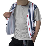 AIDASE  -  Summer Men's Casual Vertical Striped Fake Two-Piece Slim-Fit V-Neck Button T-Shirt aidase-shop