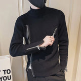 Aidase Motorcycle Men's Clothing Turtleneck Pullovers Zipper Knit Sweater Male High Collar Zip-up Black Neck Y2k Streetwear A Heated aidase-shop