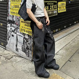 AIDASE  -  American Vibe Washed Bell Bottom Jeans for Men Casual Straight Fit Loose Versatile Denim Pants Autumn Trend Cleanfit aidase-shop