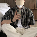 AIDASE  -  New Summer Men's Shirts Plaid Design Short Sleeved Turn-down Collar Casual Menswear Single Breasted Loose Male Tops aidase-shop