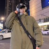 Minimalist Coats Men Winter Warm Hooded Cotton Parkas Casual Trend Drawstring Solid Color Outdoor Loose Hoody Parka Male aidase-shop
