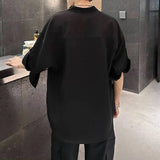 AIDASE  -  Summer Cool Stand Collar Men T-Shirt Adjustable Sleeves Design Stylish Solid Color Male Tees 2025 New Menswear aidase-shop