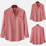 AIDASE  -  Loose Wrinkle-Free Men'S Streetwear Shirt Male Summer Casual Solid Shirt Long Sleeve Stand Shirt Blouse Tops Ropa De Hombre aidase-shop
