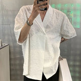 AIDASE  -  Men's Textured Cuban Collar Shirt Casual Oversized Short Sleeve Button Down Loose Fit Summer Top aidase-shop