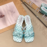 AIDASE  -  Summer Thick Heel Mules Shoes Elegant Butterfly-knot Vacation Dress Sandalias Gladiator Women Polka Dot Slippers aidase-shop